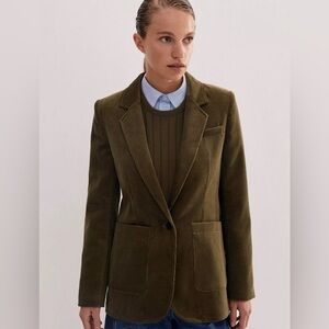 ME+EM Italian Cotton Corduroy Patch Pocket Blazer Women's US 6 Tailored Olive